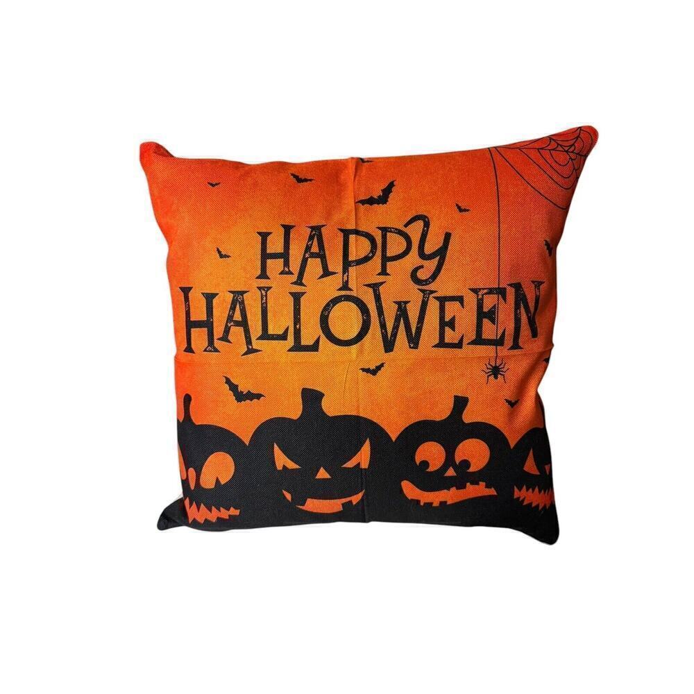 Halloween NEW Throw Pillow Case Cover 17 X 17 Jack o’ Lanterns Orange Black